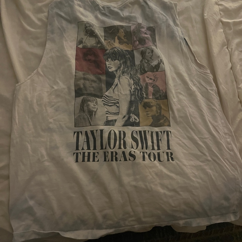 Taylor Swift The Eras Tour Tank Top - White & Blue tie dye